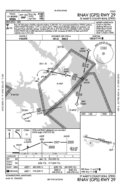 St Mary's County Rgnl Leonardtown, MD (2W6): RNAV (GPS) RWY 29 (IAP)