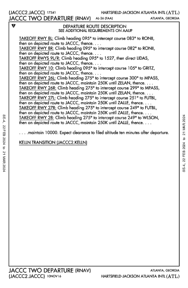 애틀랜타 하츠필드-잭슨 국제공항 Atlanta, GA (KATL): JACCC TWO (RNAV) (DP)
