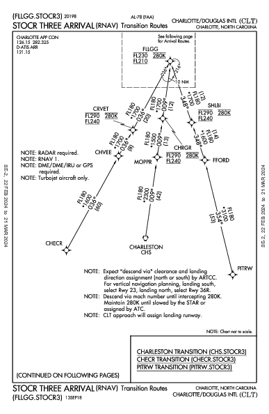 Charlotte/Douglas Intl Charlotte, NC (KCLT): STOCR THREE (RNAV) (STAR)