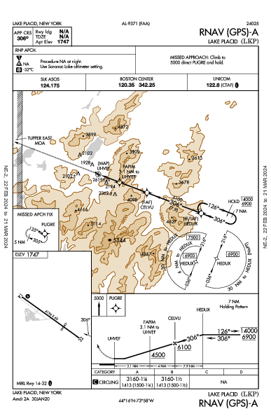 Lake Placid Lake Placid, NY (KLKP): RNAV (GPS)-A (IAP)