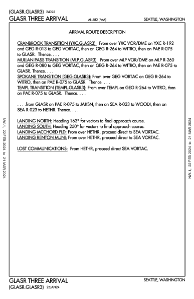 시애틀 터코마 국제공항 Seattle, WA (KSEA): GLASR THREE (STAR)